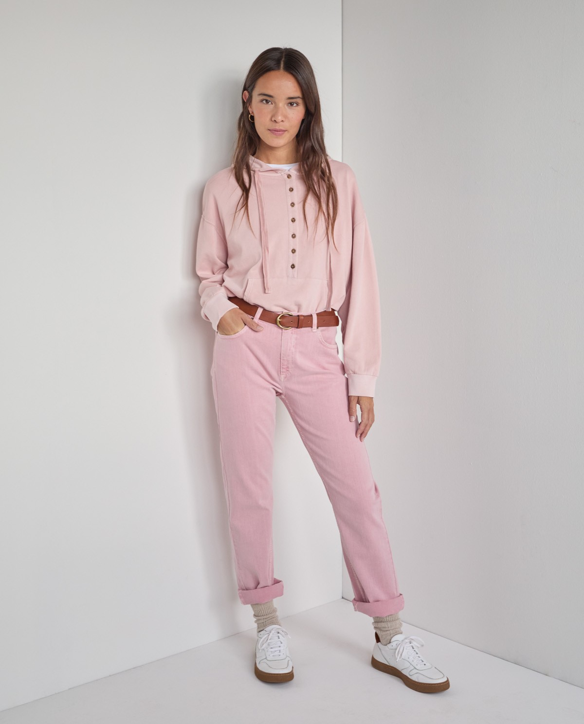 Washed out straight jeans Pale Pink