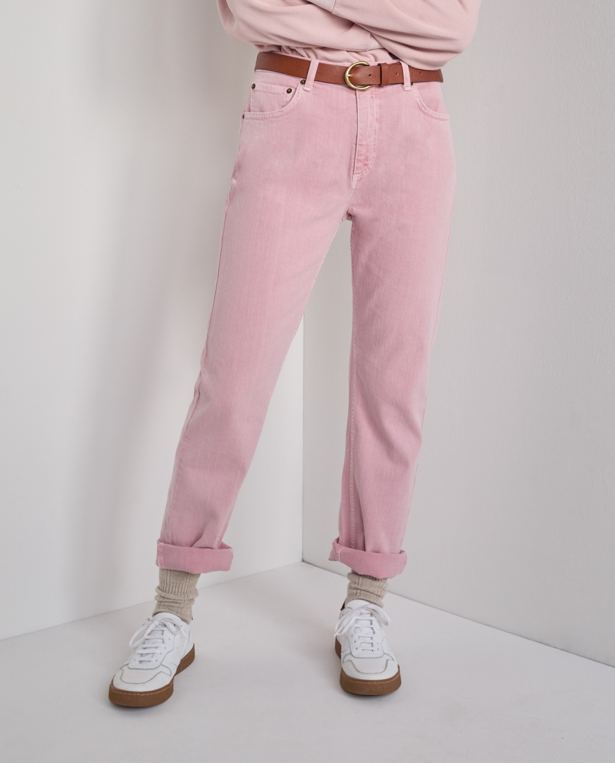 Washed out straight jeans Pale Pink