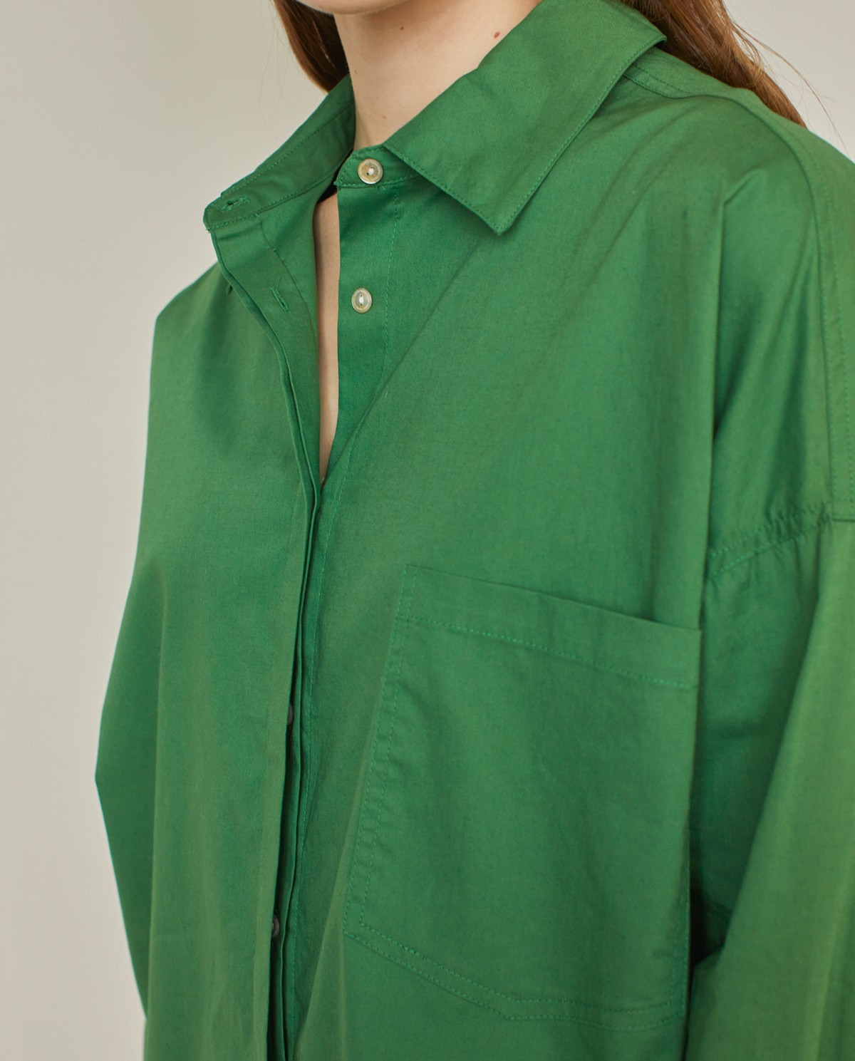 Oversized poplin shirt Green
