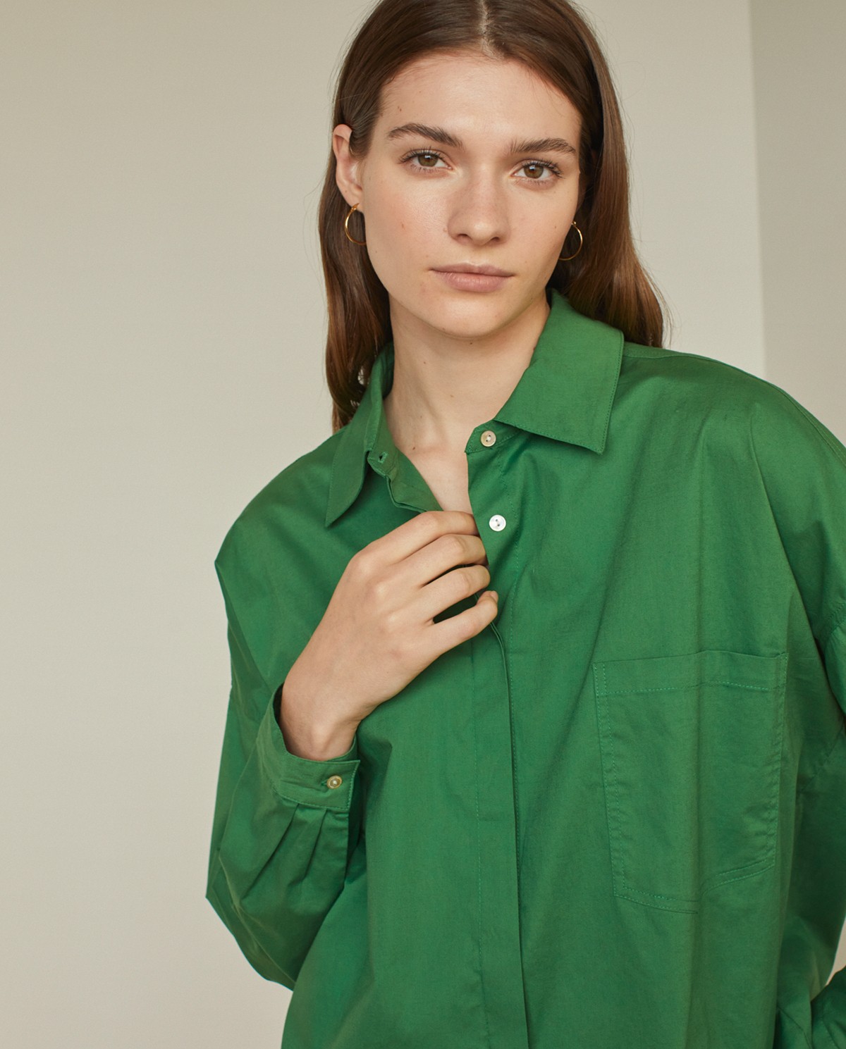 Oversized poplin shirt Green