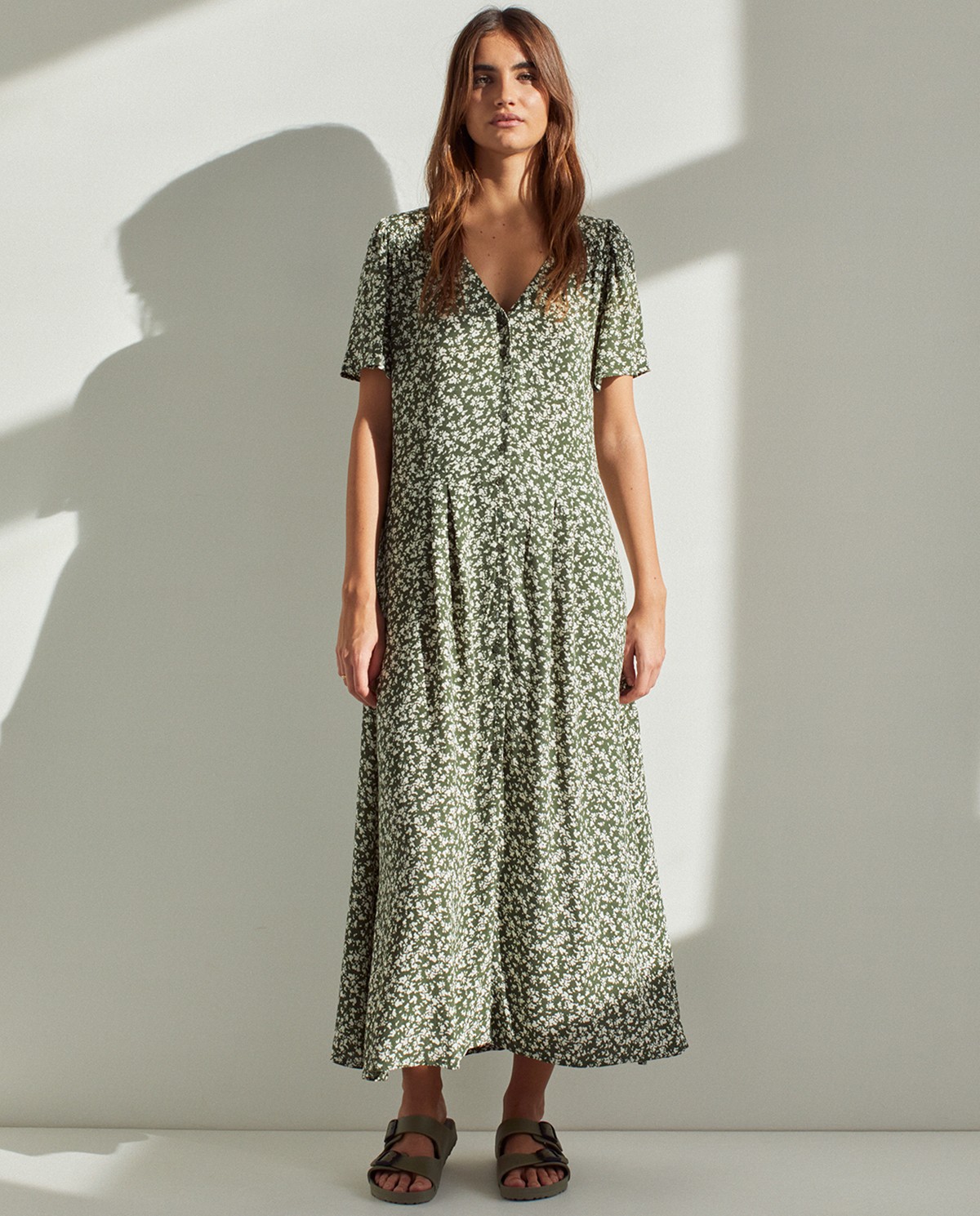 Flowy midi dress Green Flowers