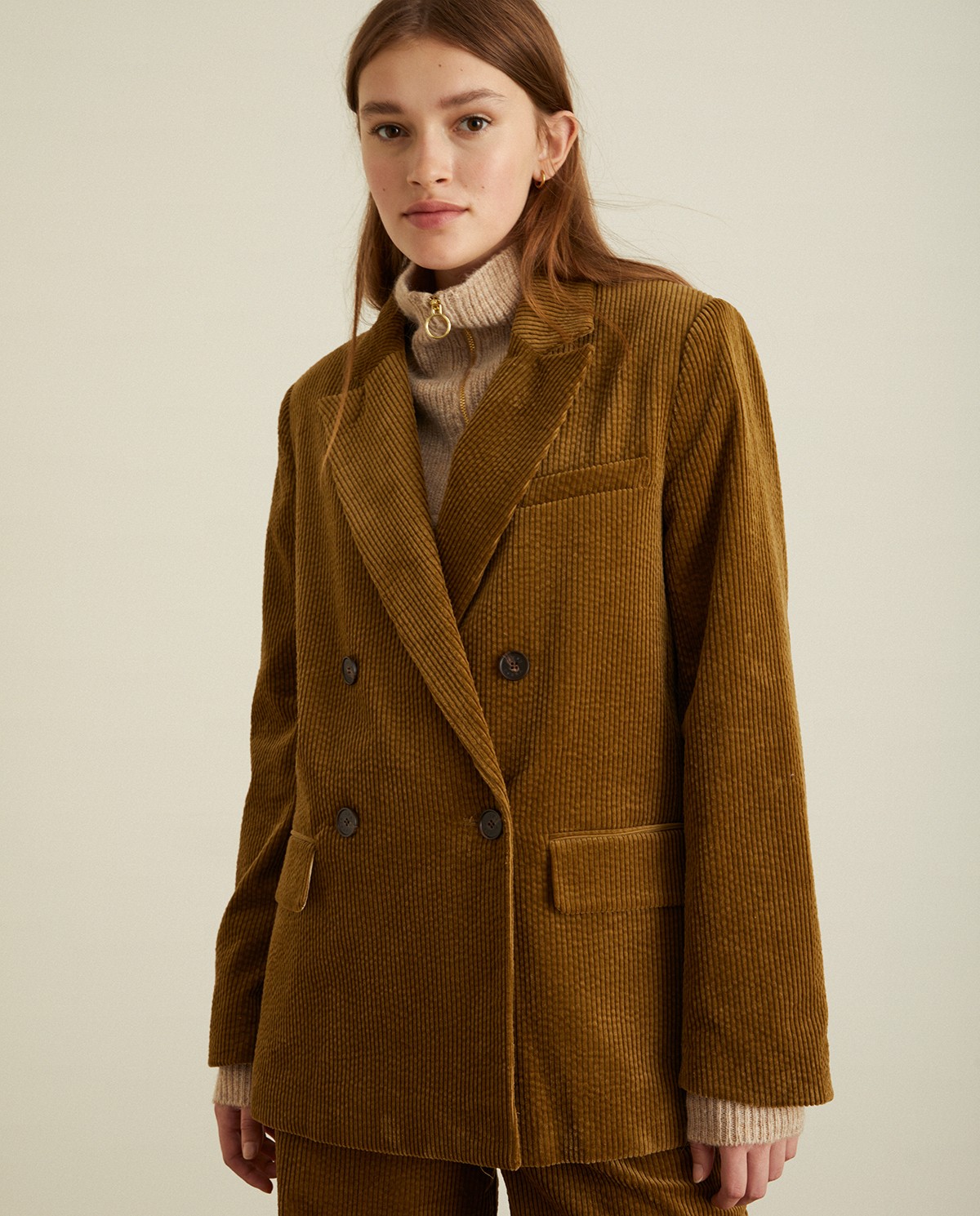 Corduroy double breasted sport coat Olive