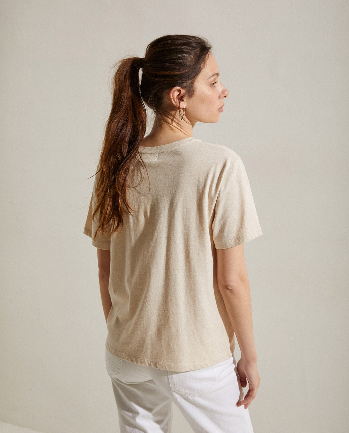 Organic-cotton t-shirt Ecru 1