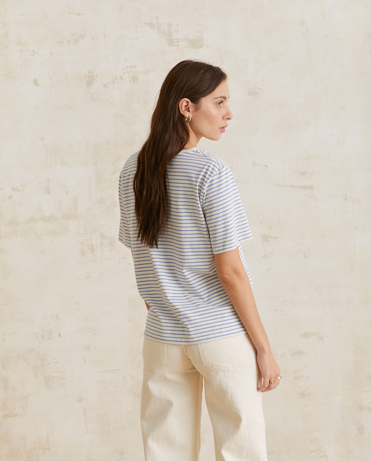 Organic-cotton t-shirt Blue stripes 1