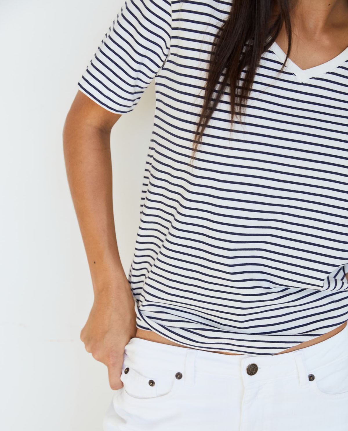 T-shirt coton bio Navy stripes 2