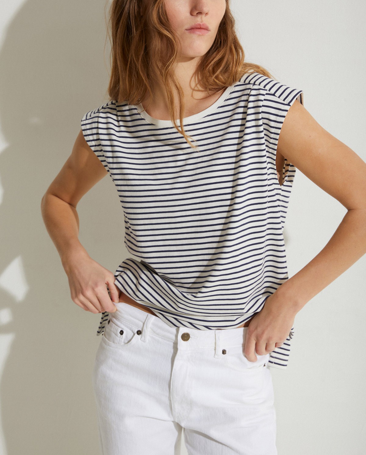Organic-cotton t-shirt Navy stripes 2