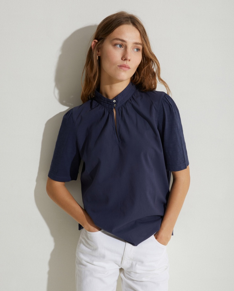 Organic-cotton blouse Navy