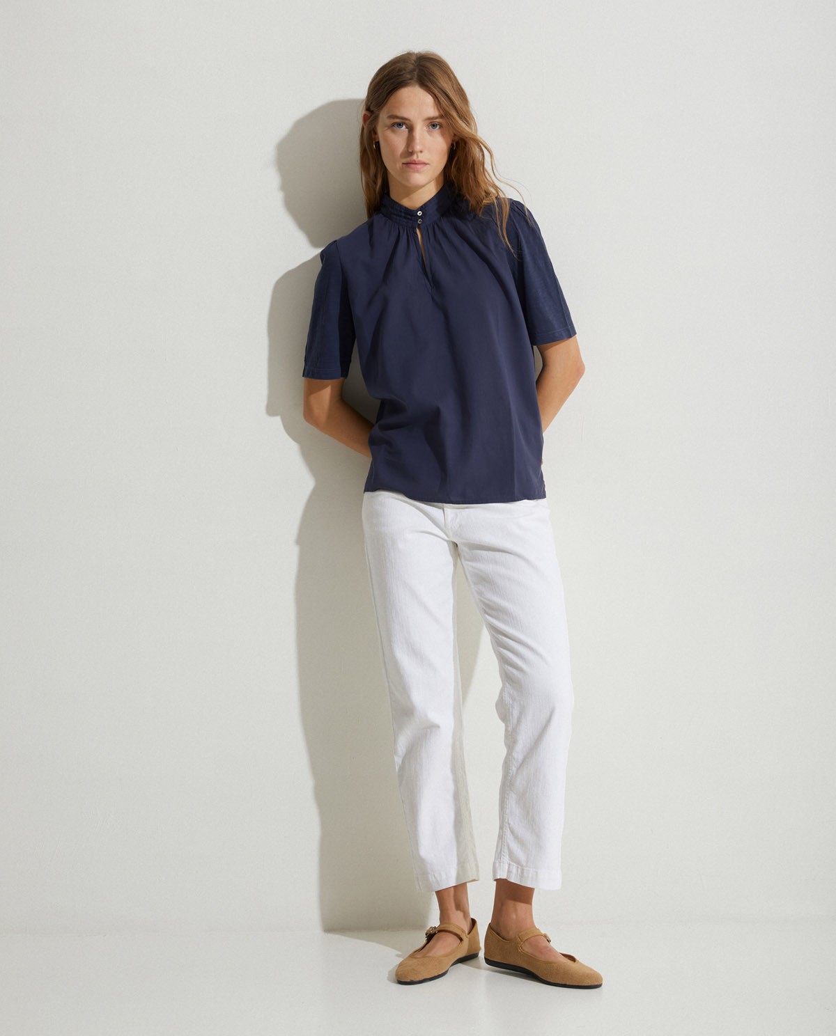 Organic-cotton blouse Navy 1