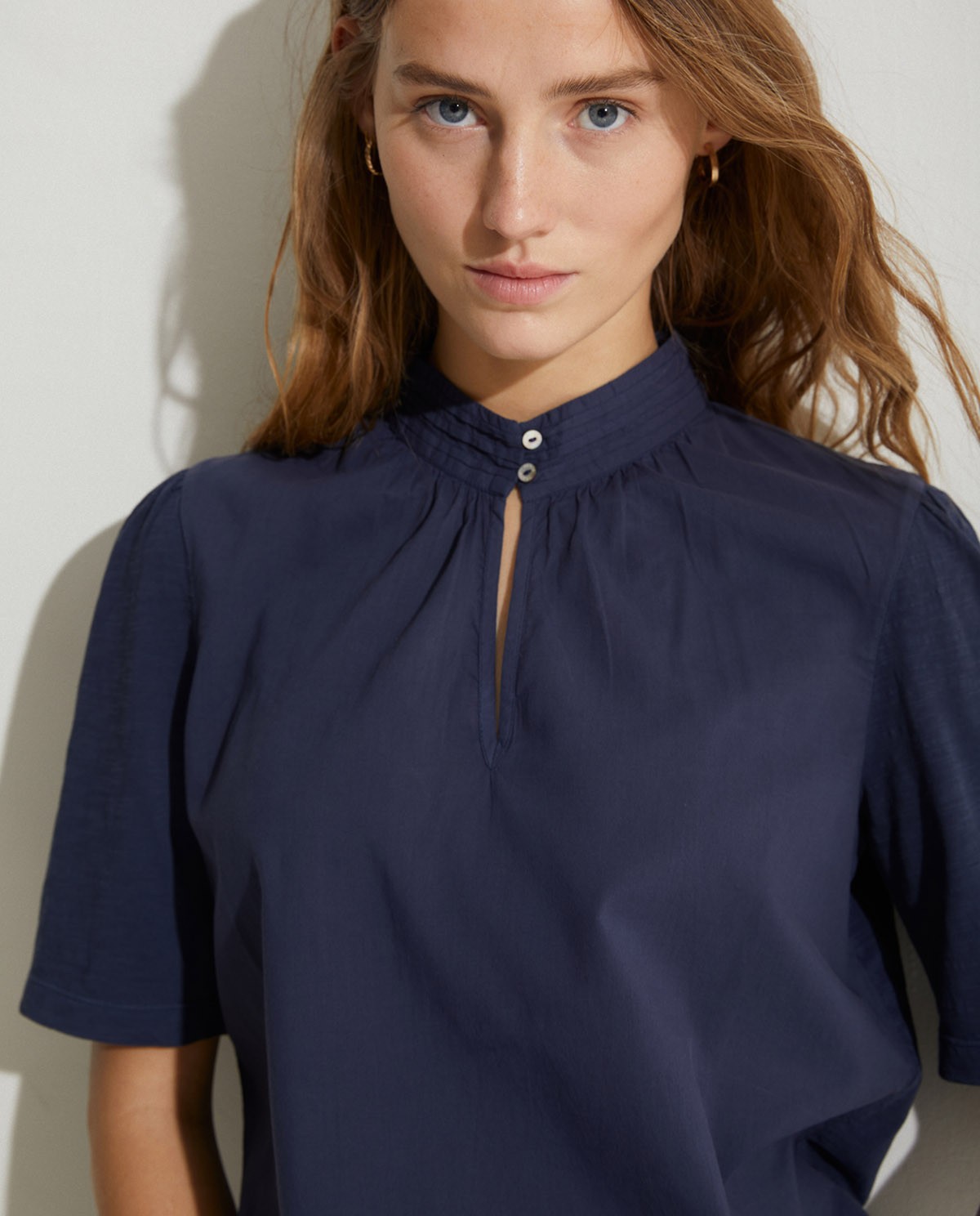 Organic-cotton blouse Navy 2