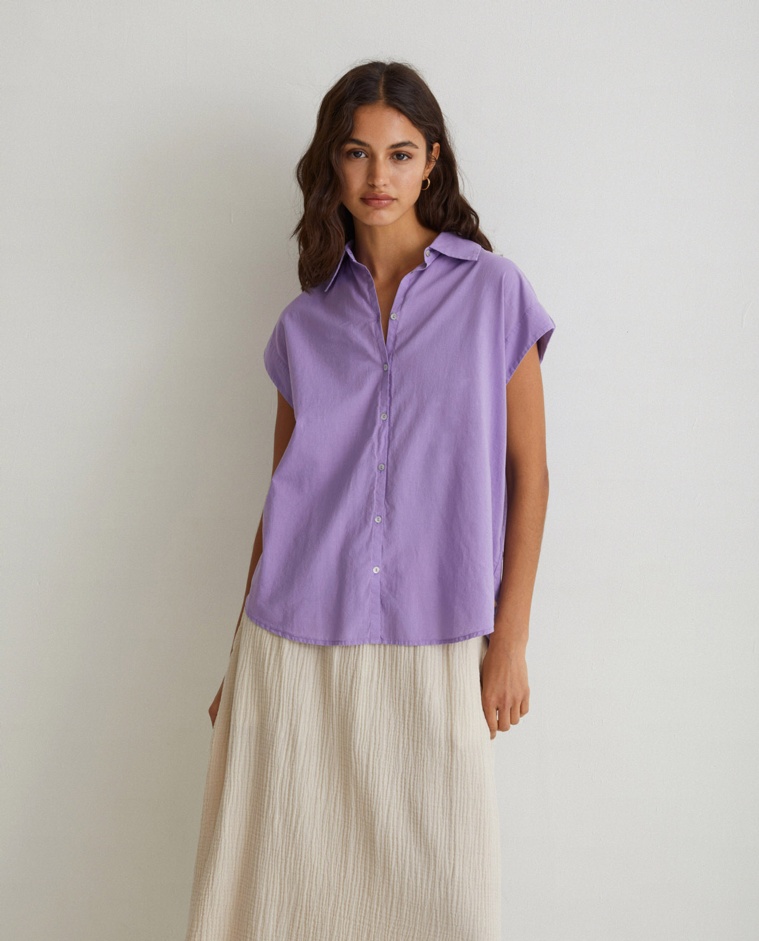 Sleeveless cotton shirt Purple
