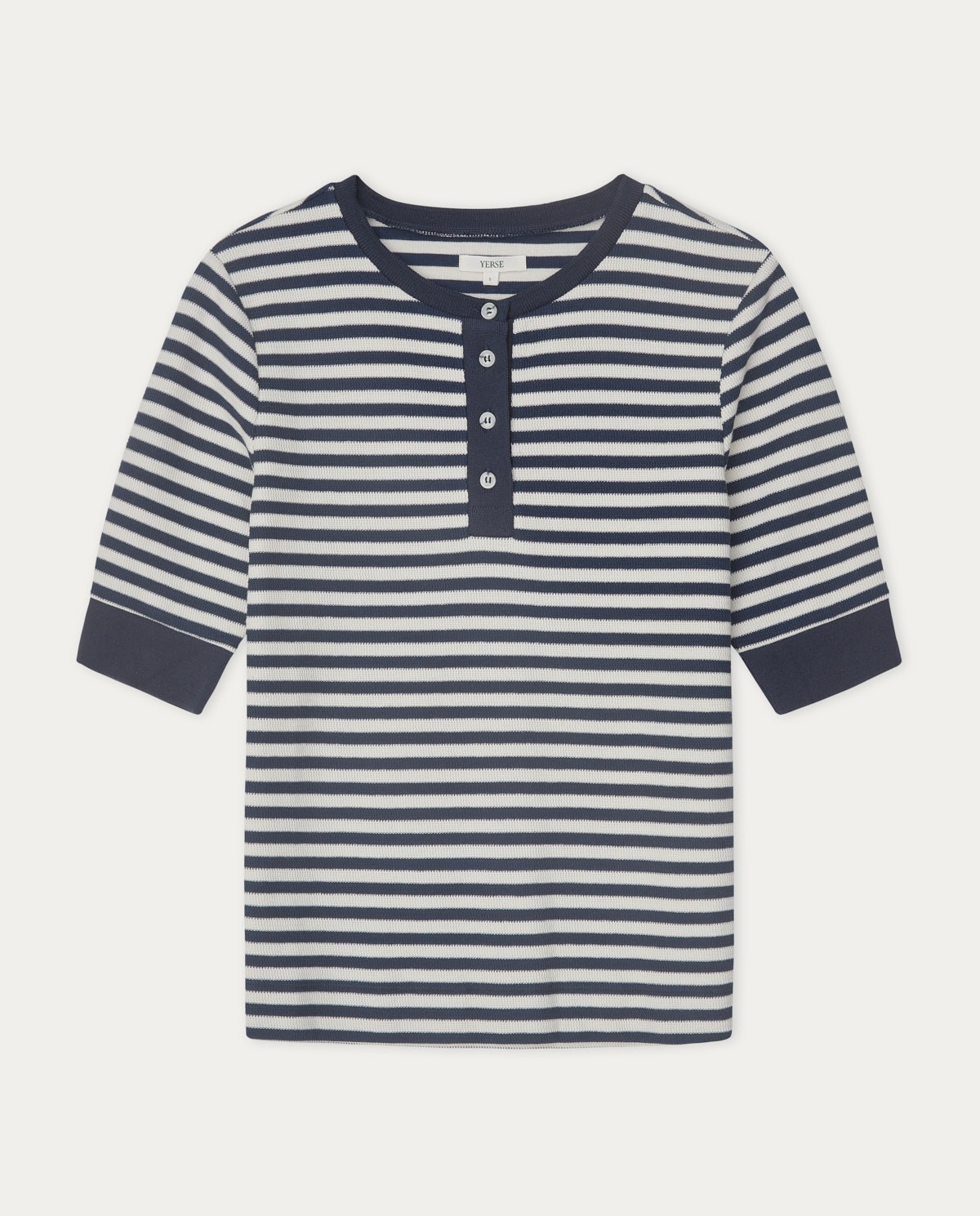 Striped cotton t-shirt ecru and navy 4
