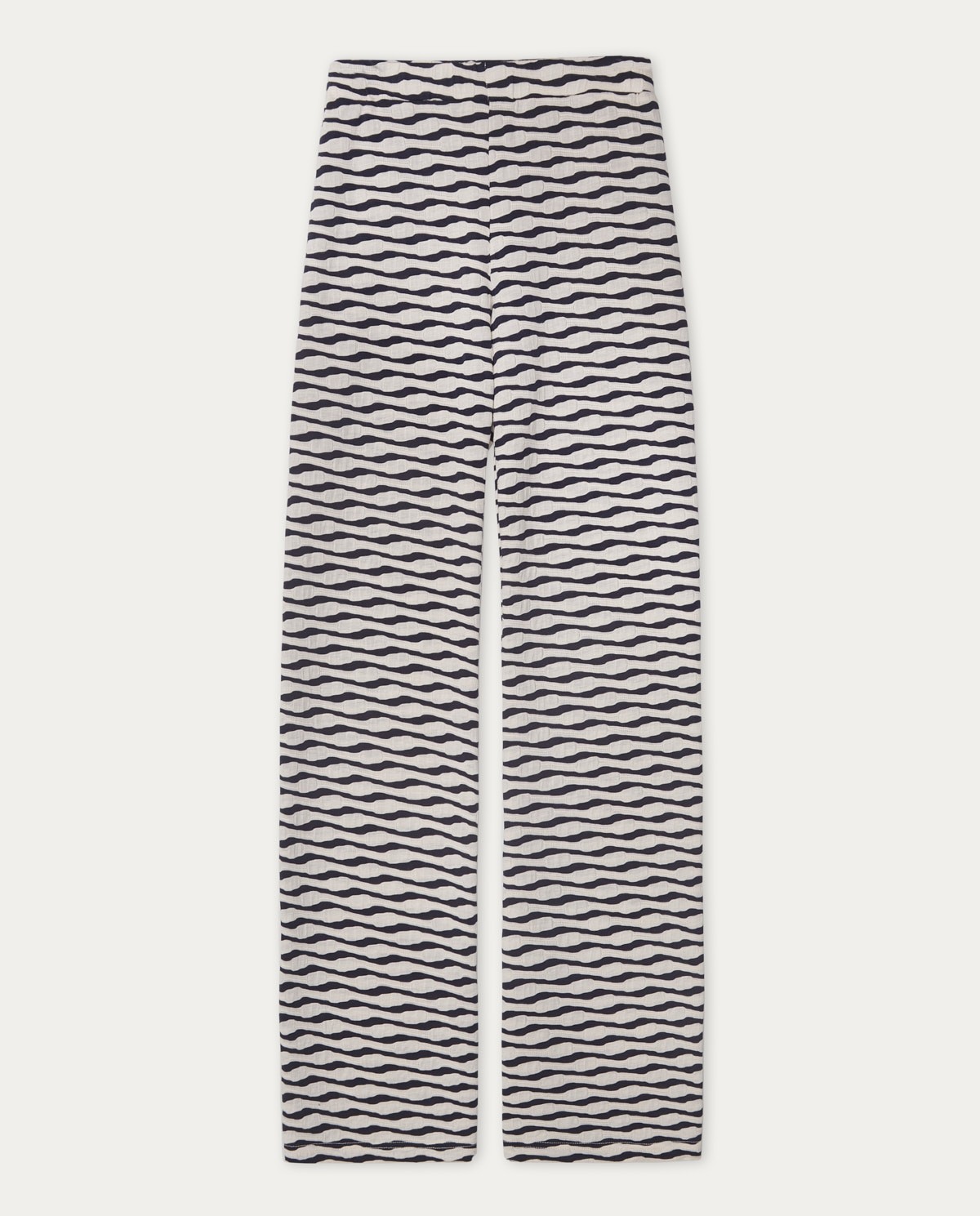 Jacquard knit trousers ecru and navy stripes 4