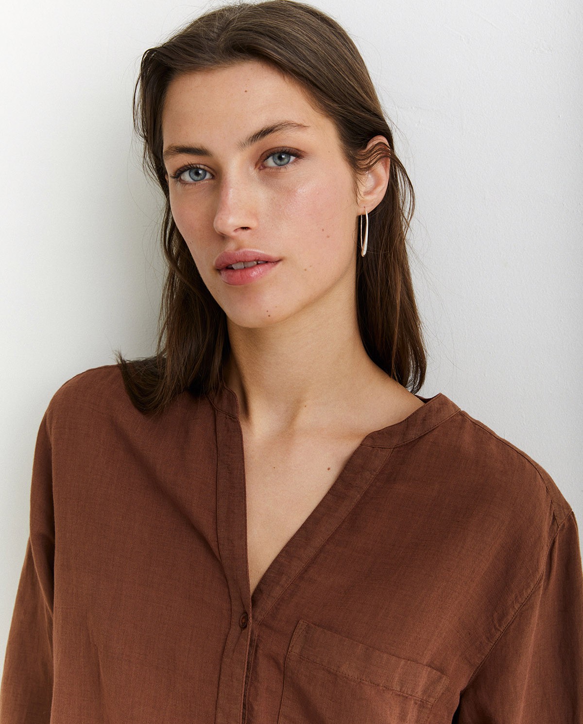Cotton-linen shirt Brown 1