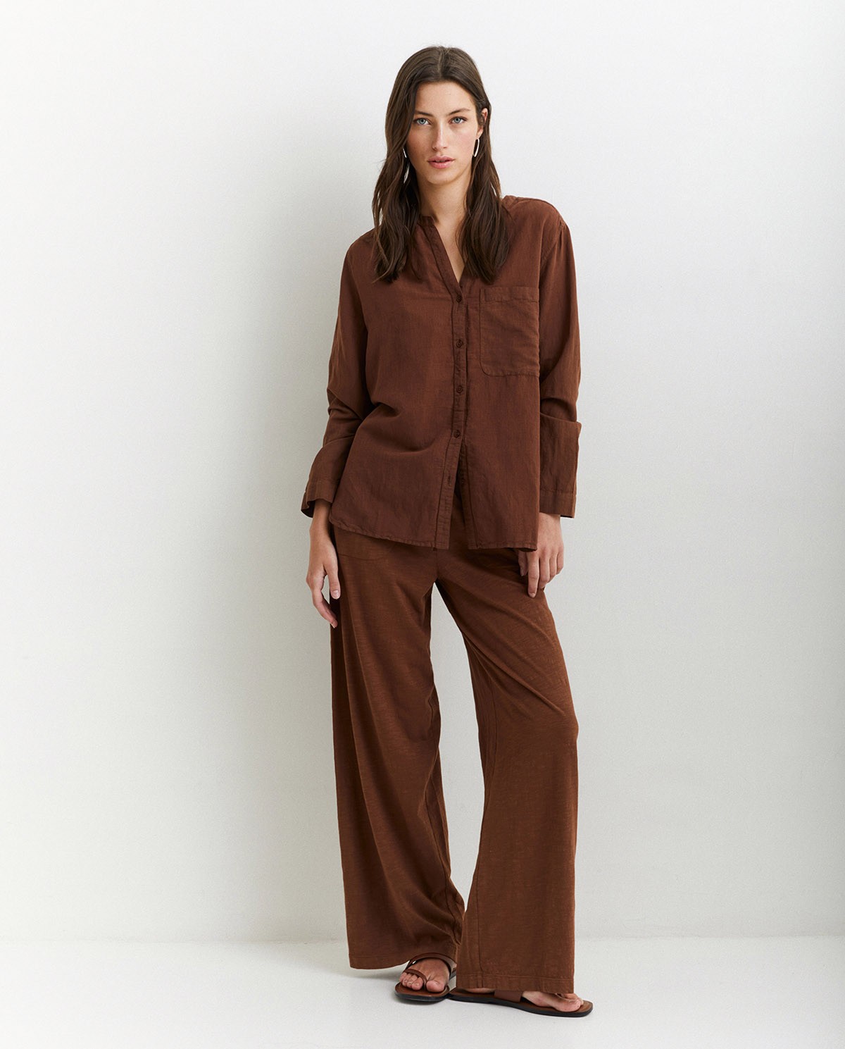 Cotton-linen trousers Brown 2