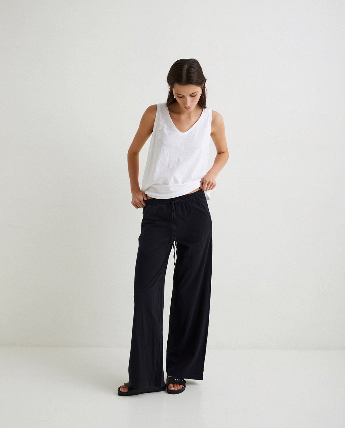 Cotton-linen trousers Black 3