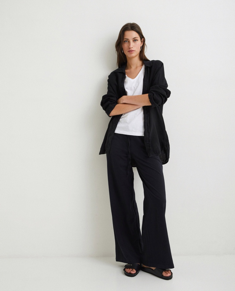 Cotton-linen trousers Black
