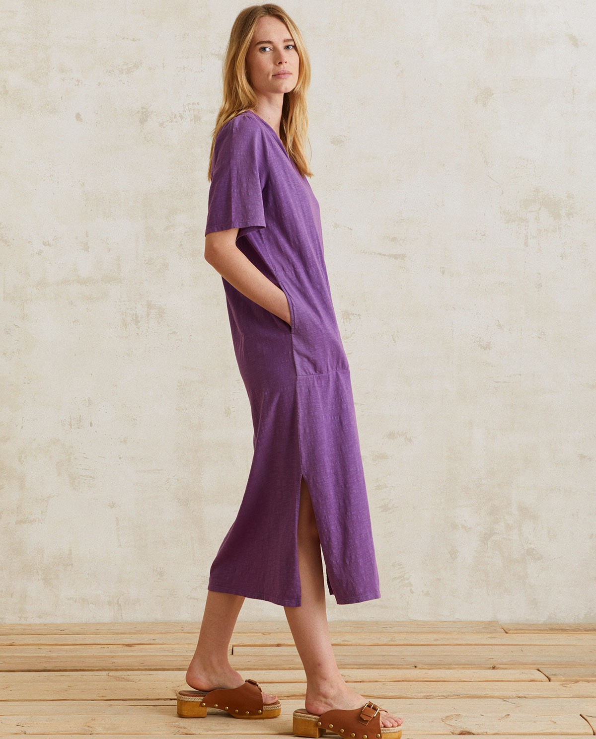 Short-sleeve cotton dress Purple 1