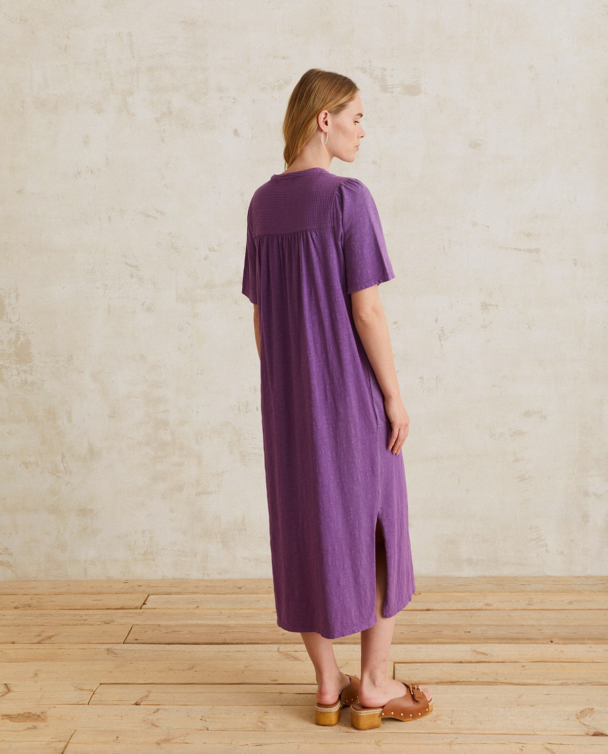 Short-sleeve cotton dress Purple 2