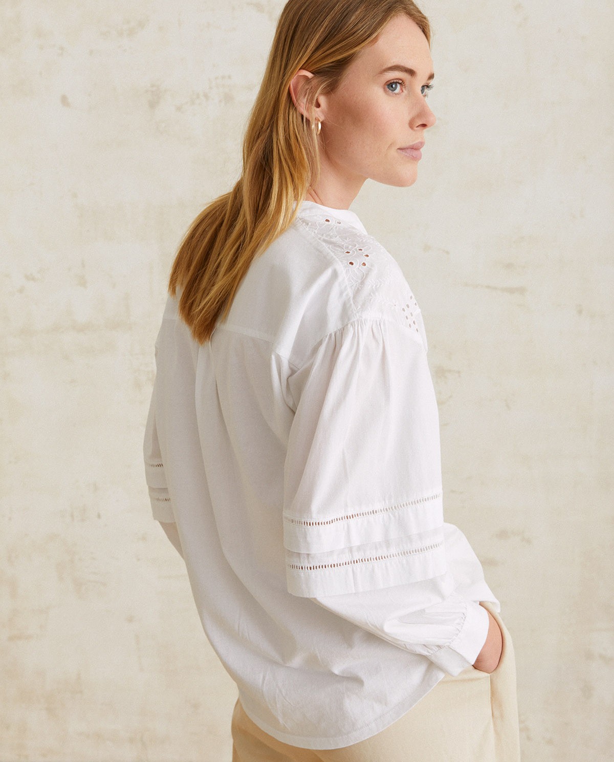 Blusa algodón bordados Blanco 4