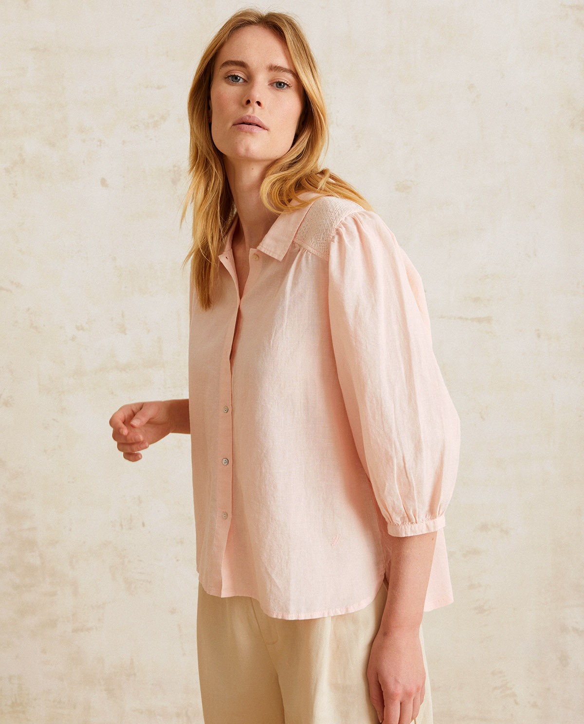 Romantic cotton blouse Pink 1
