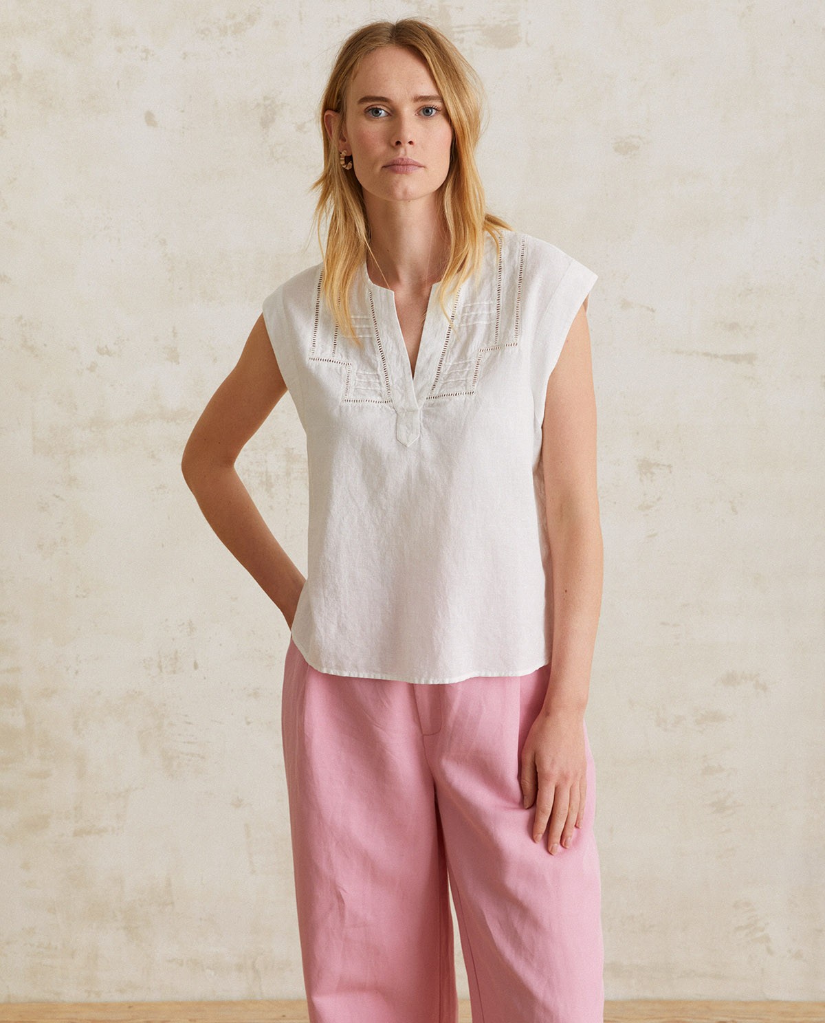 Cotton-linen blouse Ecru 3