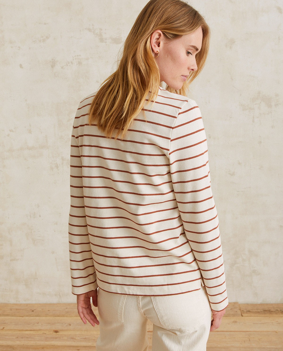 Striped cotton t-shirt Chocolate stripes 2