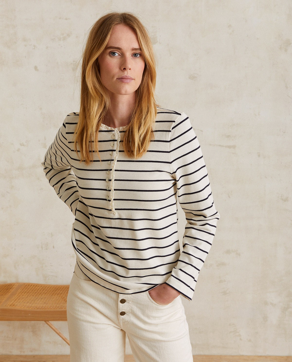 Striped cotton t-shirt Navy stripes 2