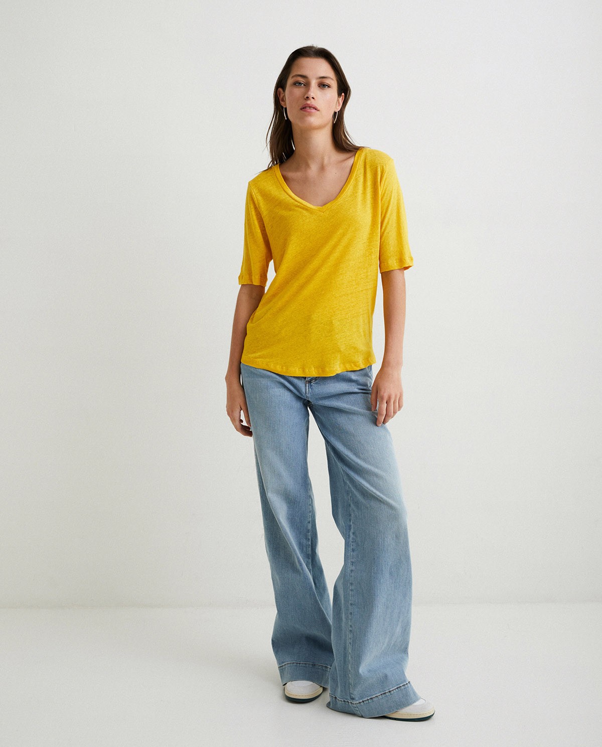 100% linen t-shirt Yellow