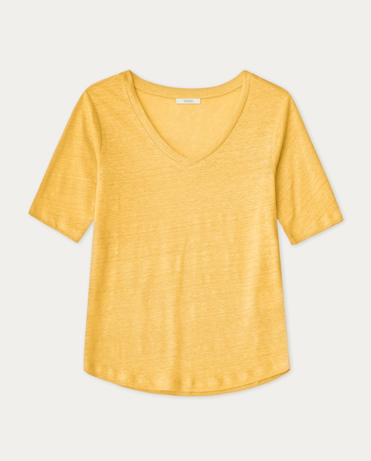 100% linen t-shirt Yellow 3