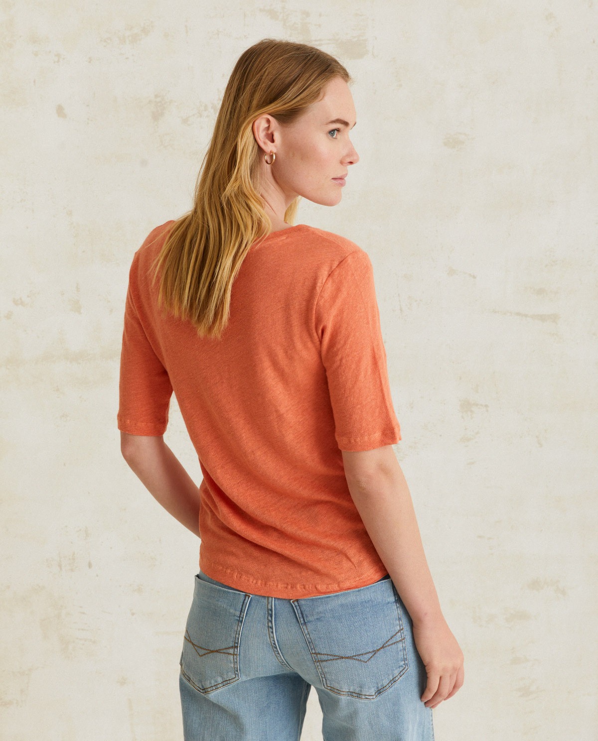 Camiseta 100% lino Naranja 1