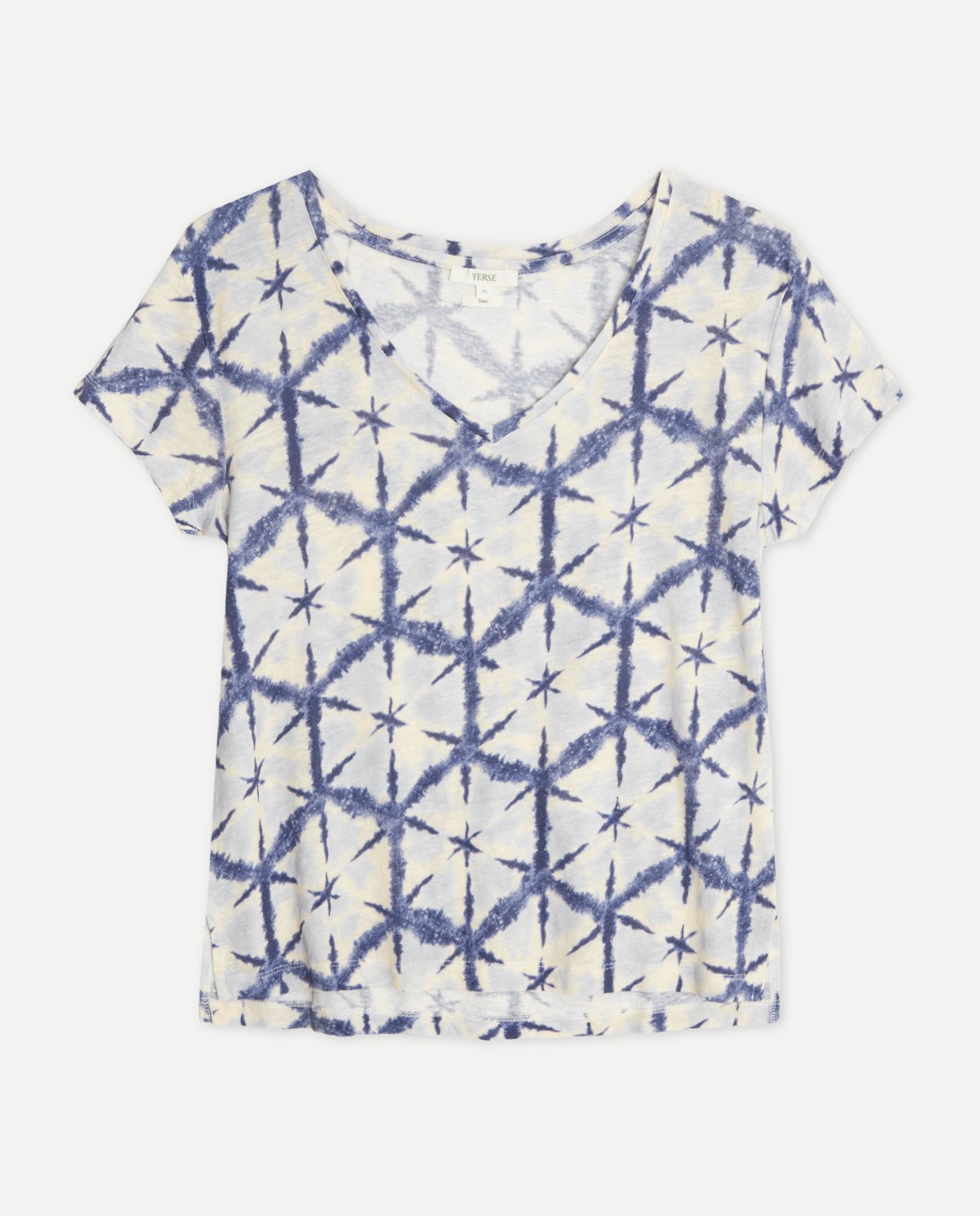 T-shirt en lin avec imprimé Blue