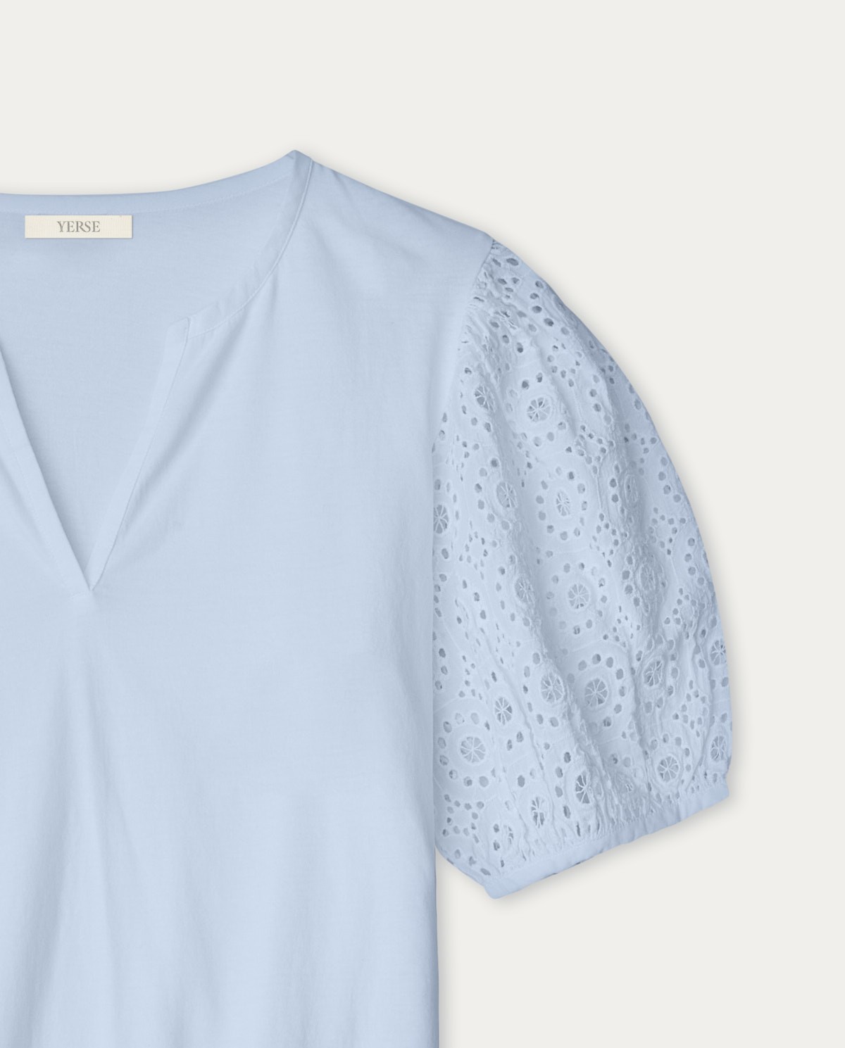 Camiseta algodón mangas bordadas Azul 1