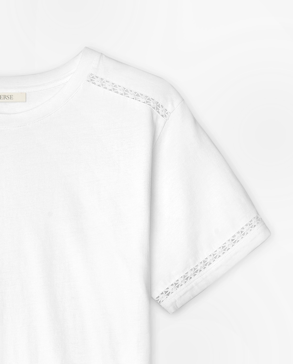 Cotton t-shirt decorative stitching White 6