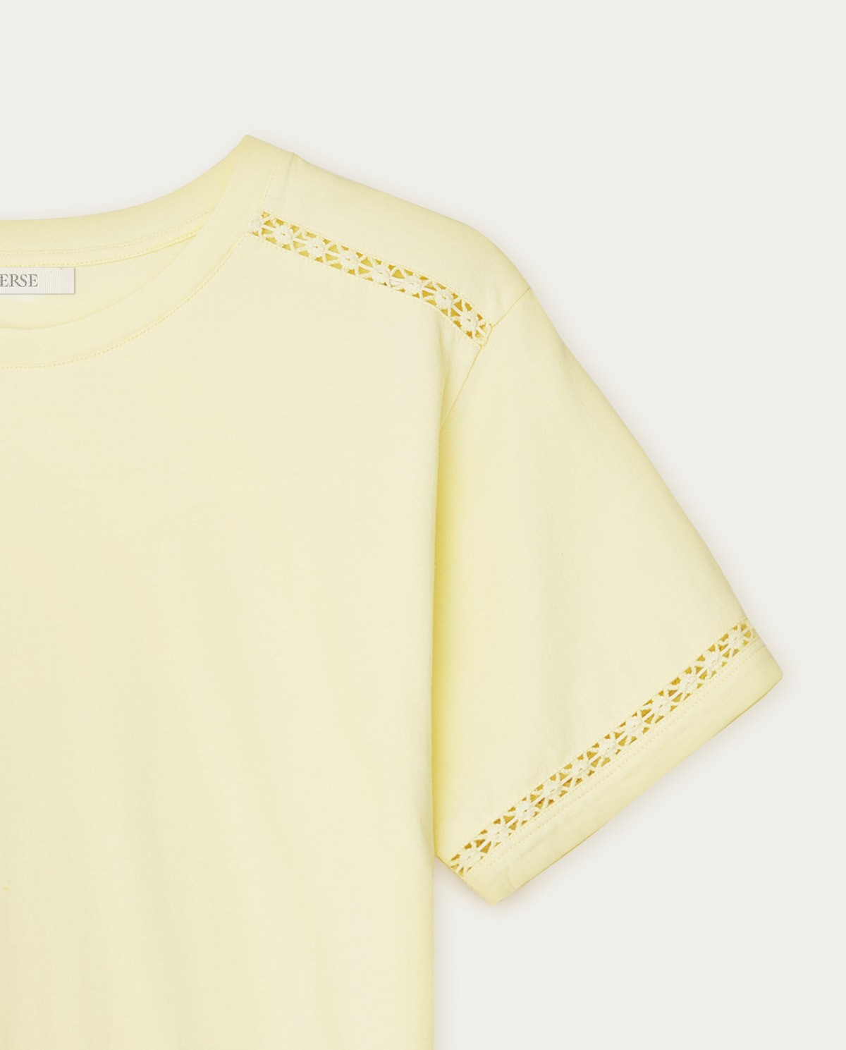 Cotton t-shirt decorative stitching Yellow 2