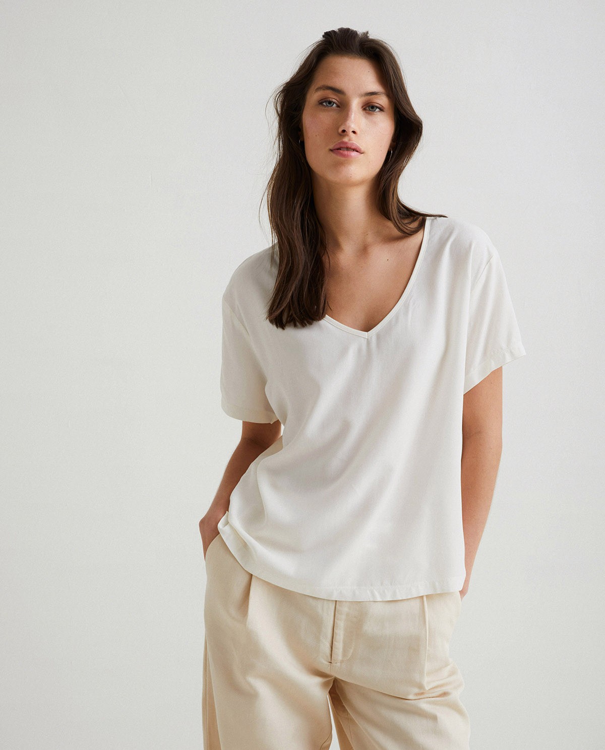 Flowy short-sleeve t-shirt Natural