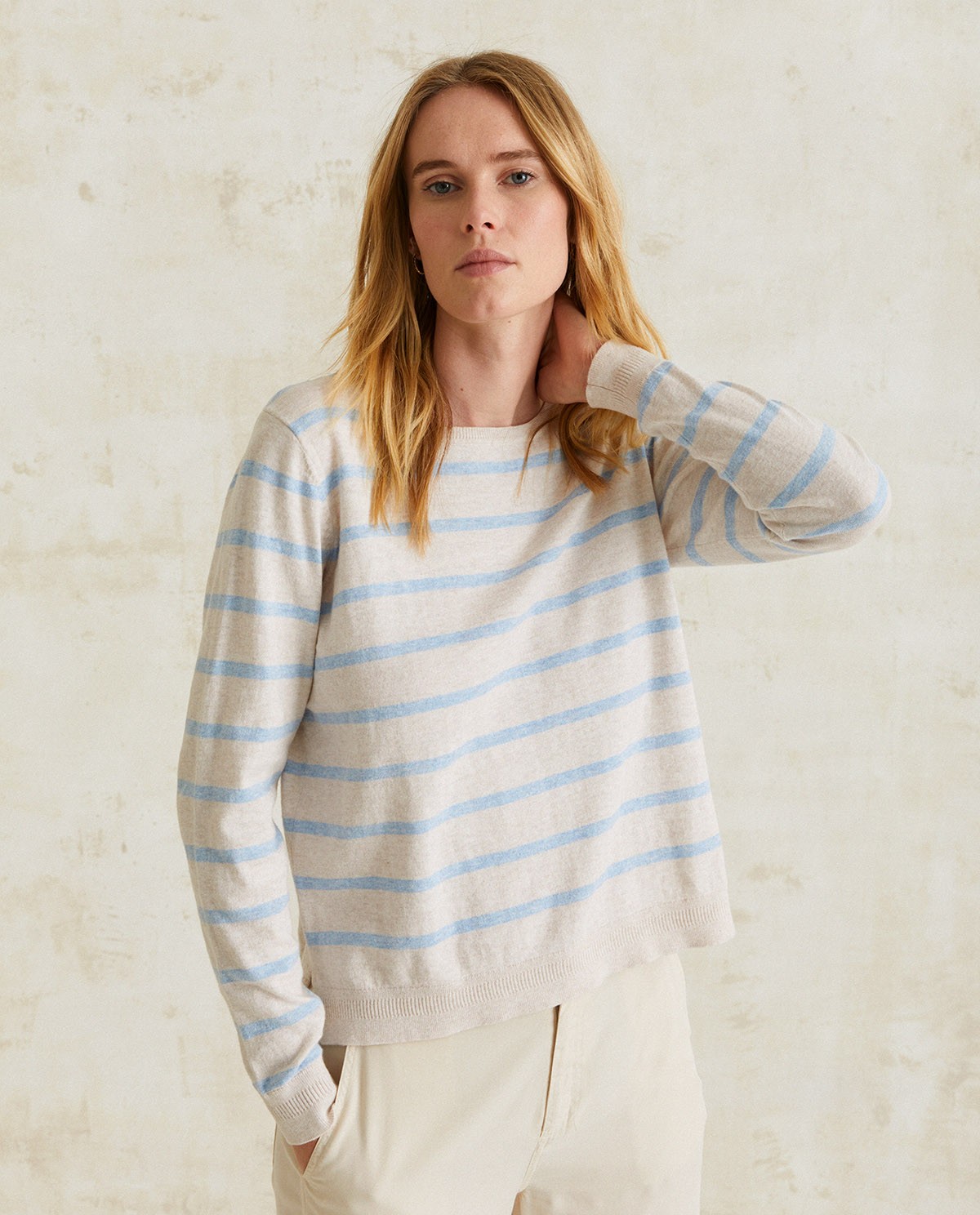 Striped organic-cotton sweater Blue stripes 2