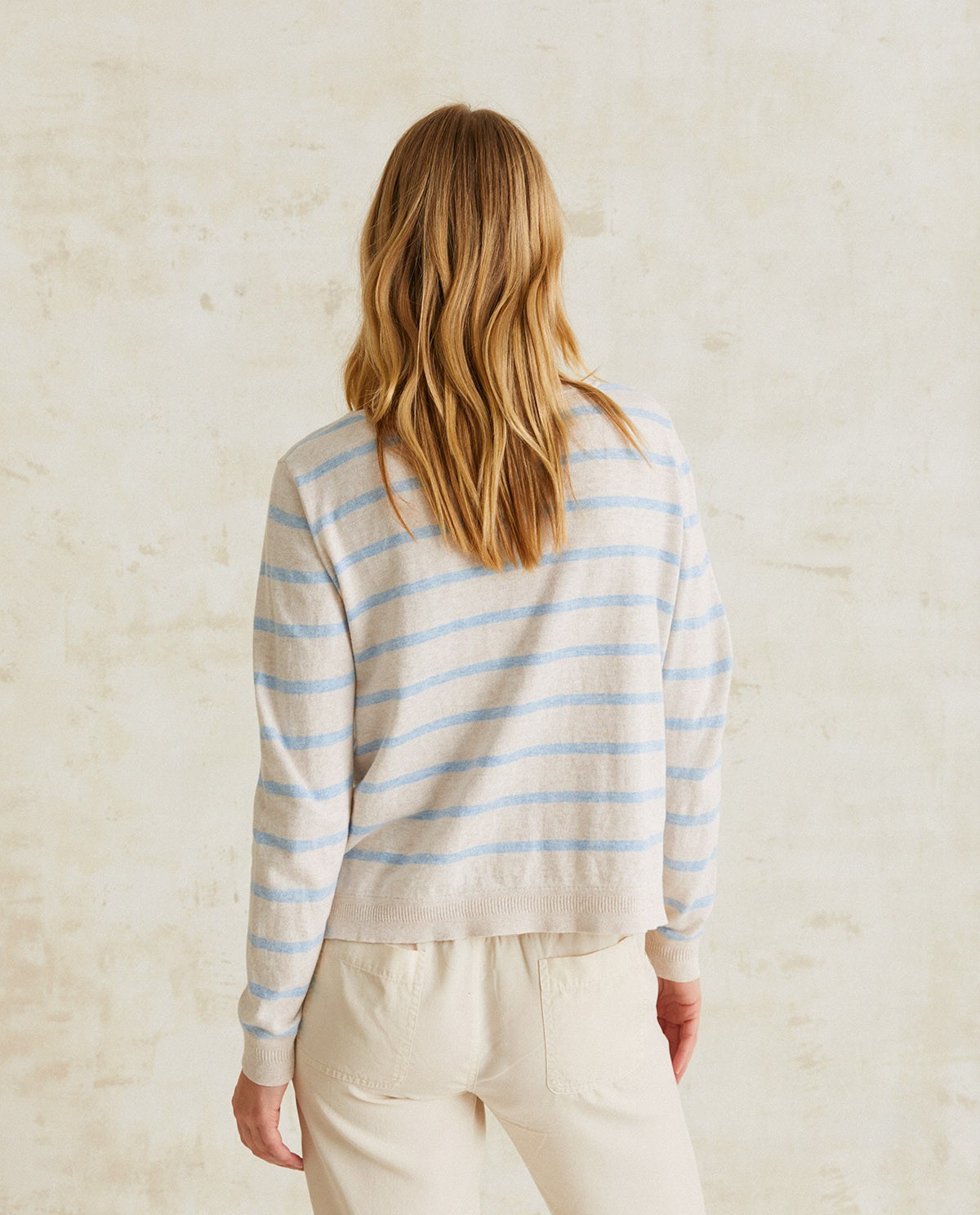 Striped organic-cotton sweater Blue stripes 3