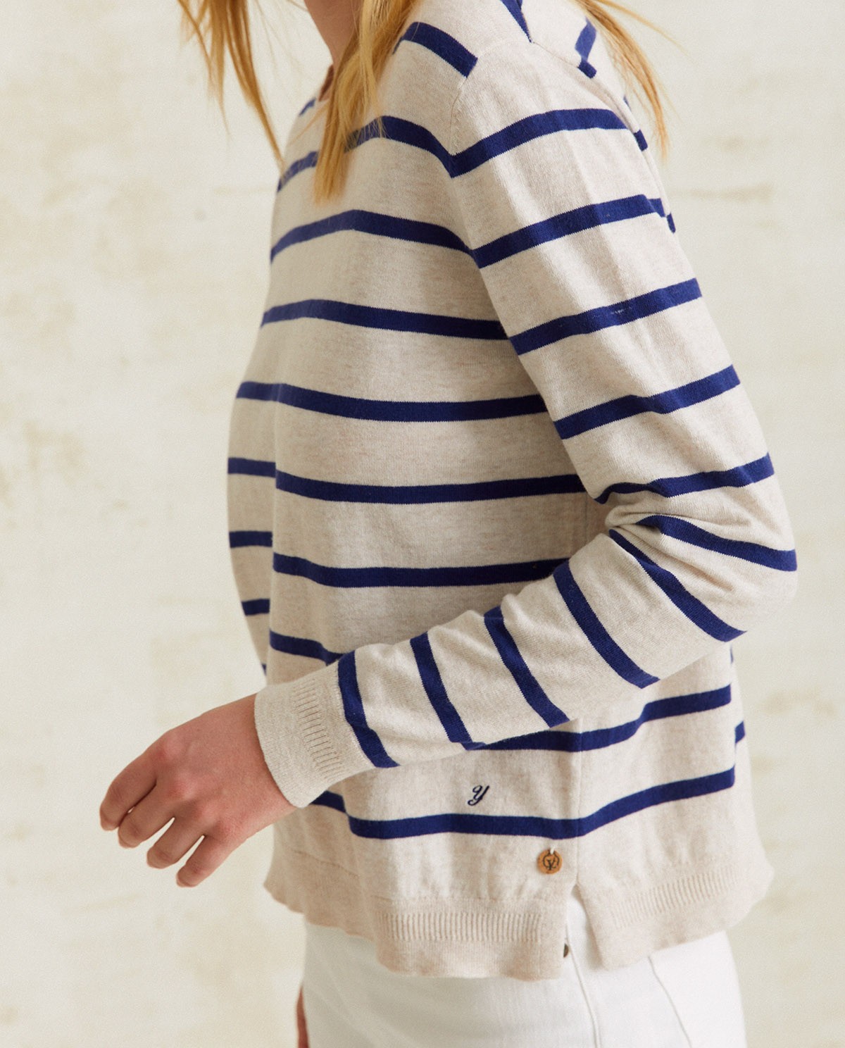 Striped organic-cotton sweater Navy stripes 3