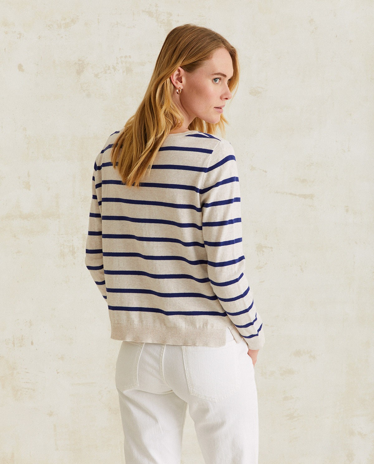 Striped organic-cotton sweater Navy stripes 2