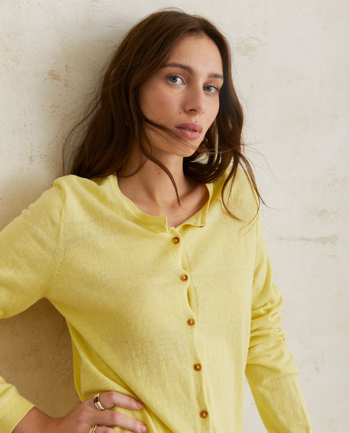 Organic-cotton cardigan Yellow