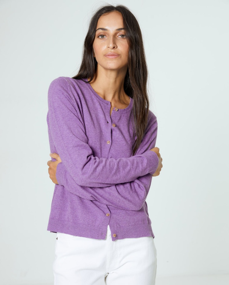 Organic-cotton cardigan Purple