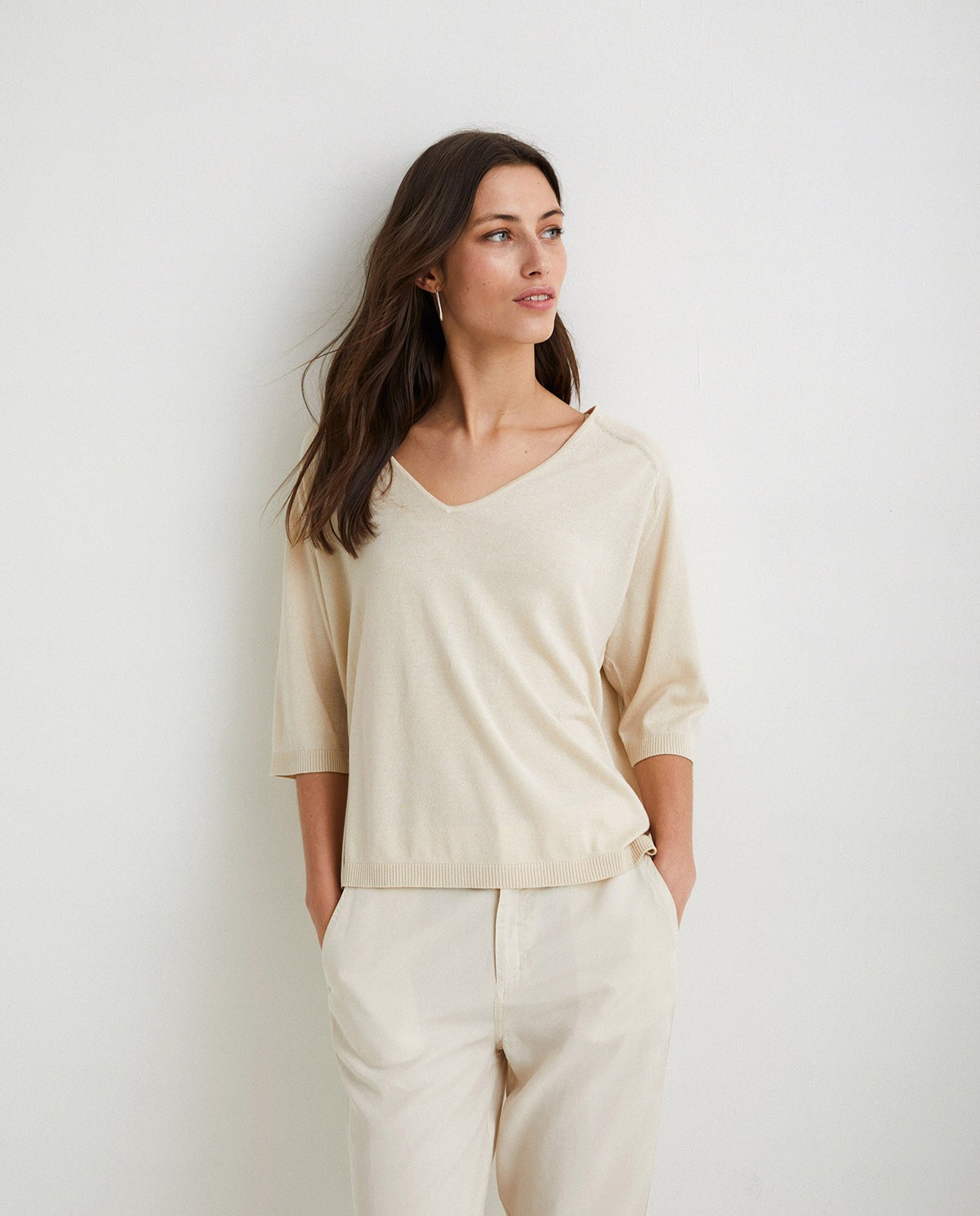 Flowy Tencel trousers Natural 1