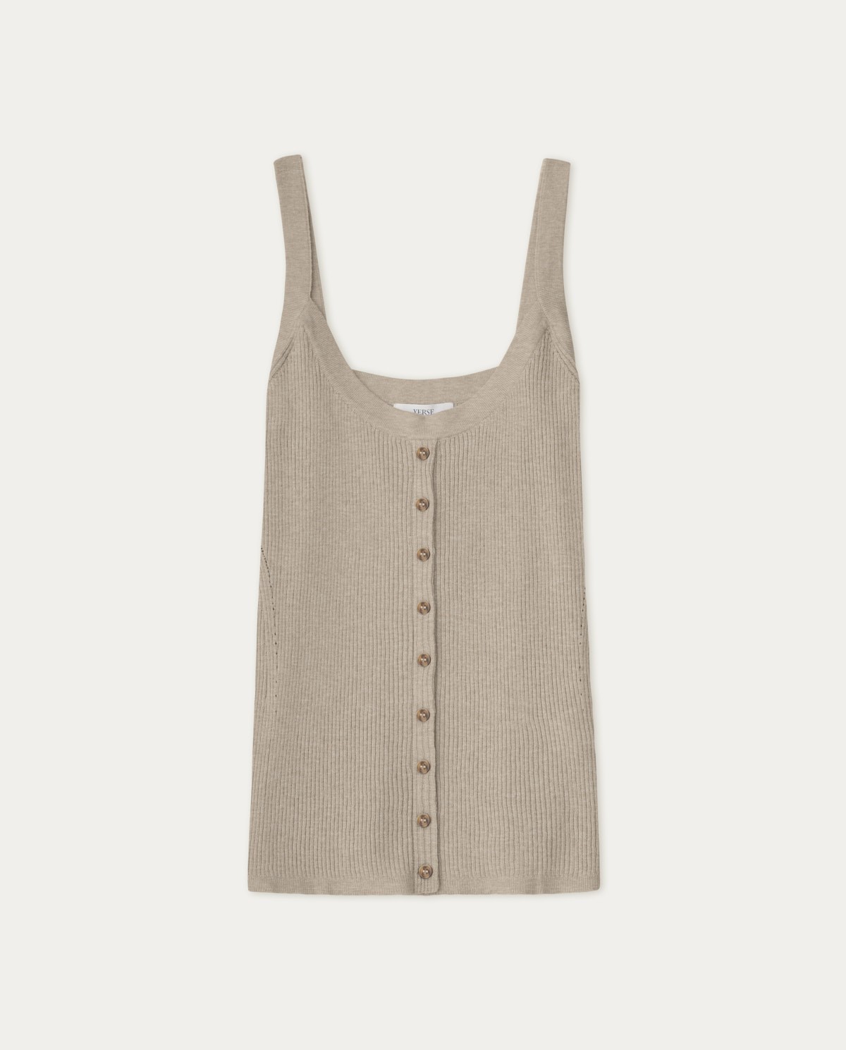 Ribbed top buttons Beige 5