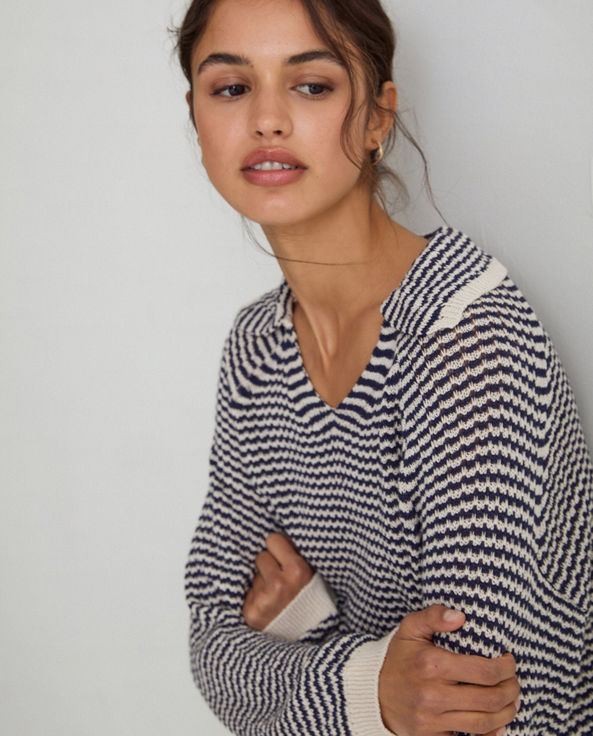 Striped polo sweater Navy 2