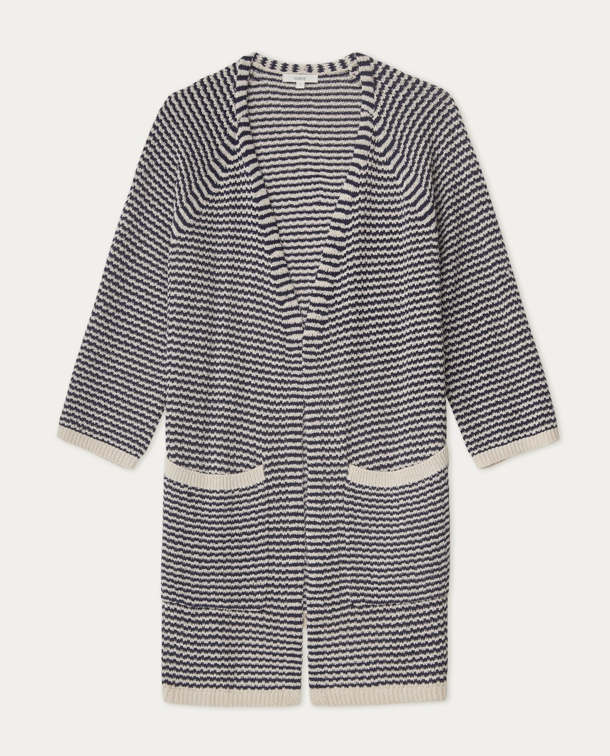 Striped linen cardigan Navy 5
