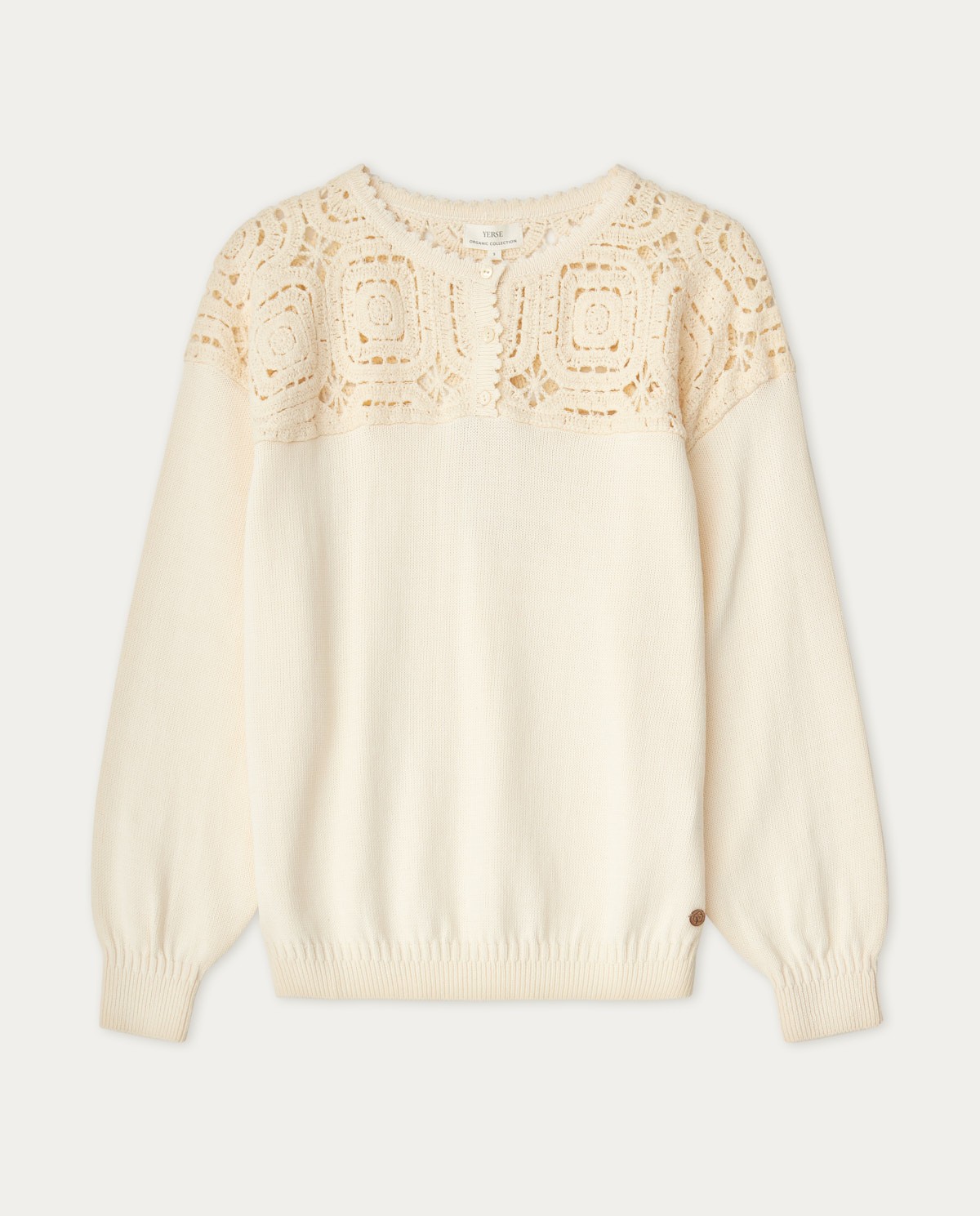 Pointelette cotton sweater Ecru 6