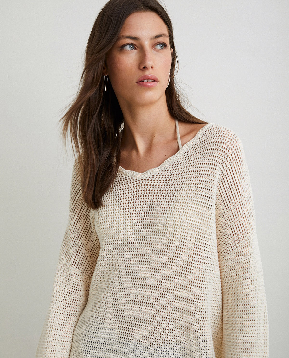 Pointelette cotton sweater Natural 2