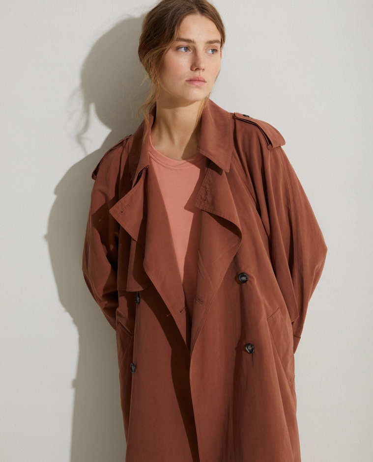 Long trench-coat à double boutonnage Chocolate