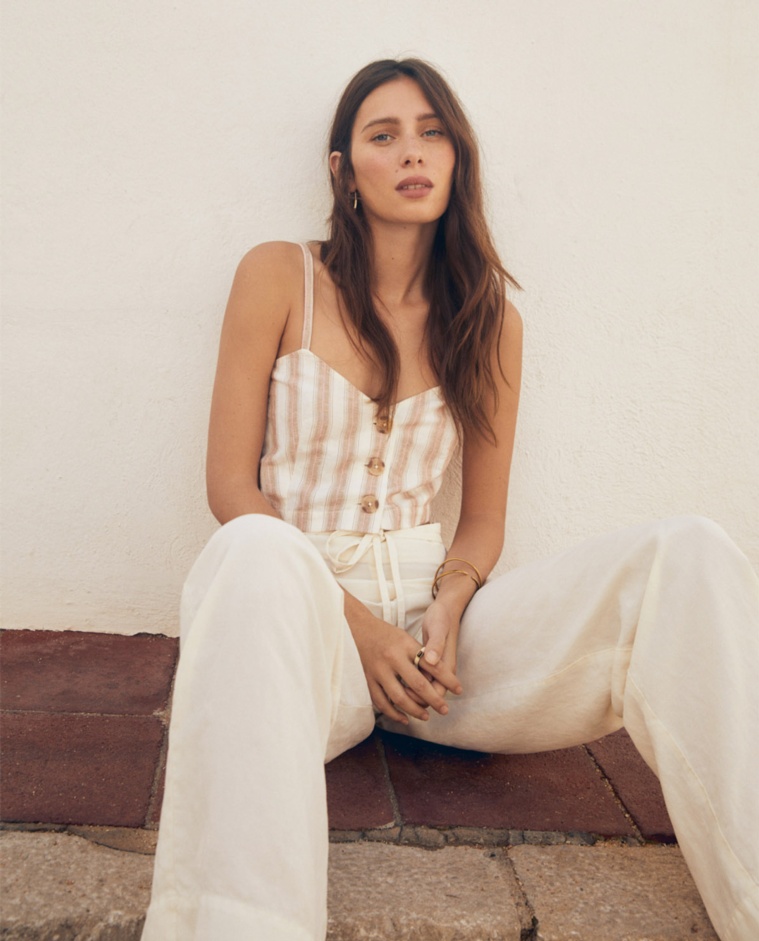 Cropped linen top Stripes