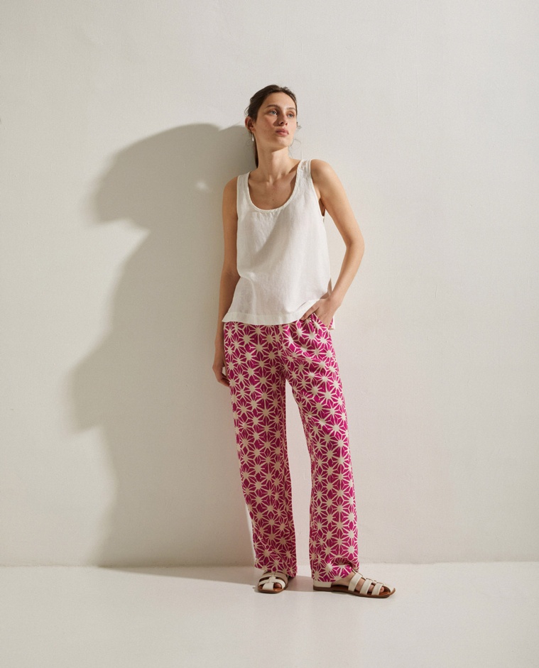 Chemisier En Lin Beige Rose Hill - Taille 44, Manches Trois-quarts - Neuf Sans étiquettes